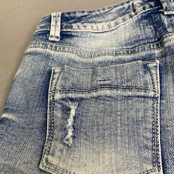 RSQ Maui High Rise Distressed Frayed Denim Blue Jeans Shorts Stretchy Jr Size 3 - Picture 8 of 12